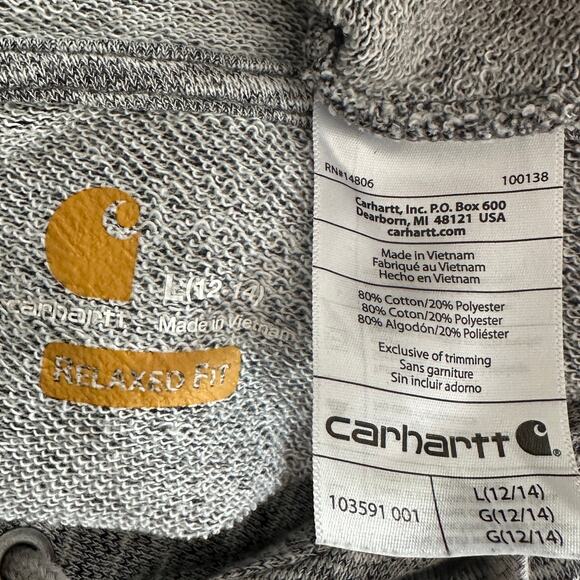 Carhartt Newberry Hoodie Sweatshirt Large Heather Gray Athleisure Lounge Relaxed - Picture 7 of 9